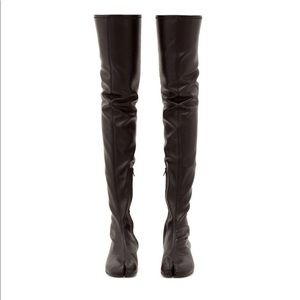 Maison Margiela - Black Thigh High Over Knee Tabi Leather Boots - EU 36